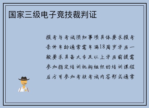 国家三级电子竞技裁判证